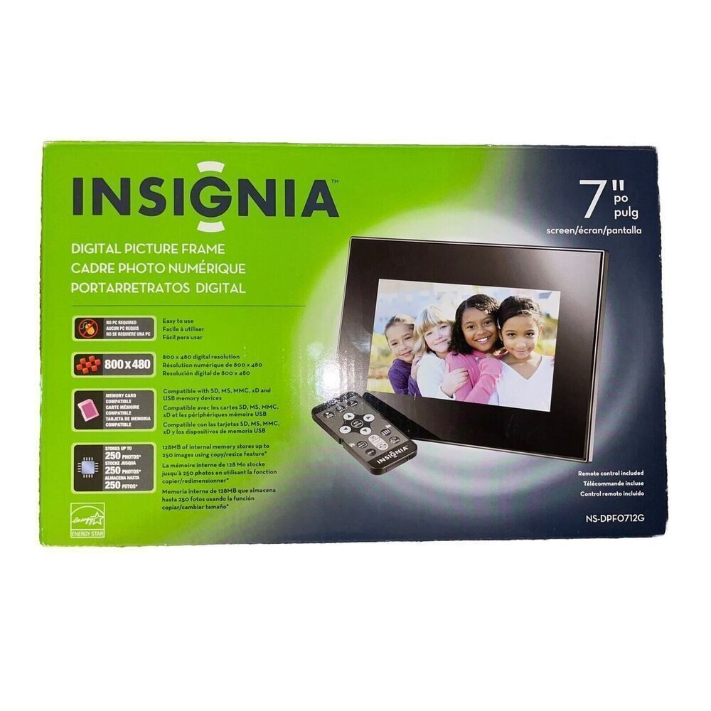 Insignia Digital Picture Frame Format Screen 7" NS-DPFO712G 128MG‎ Tested